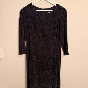 Vintage Joseph Ribkoff Black Shimmer Knit Dress Side Panels